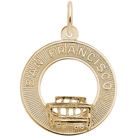 San Fran. Cable Car Charm in Yellow Gold Plated