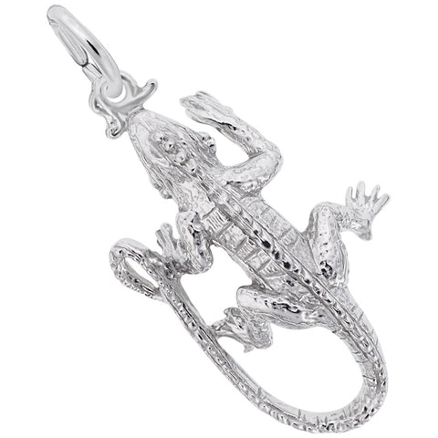 Iguana Charm In 14K White Gold