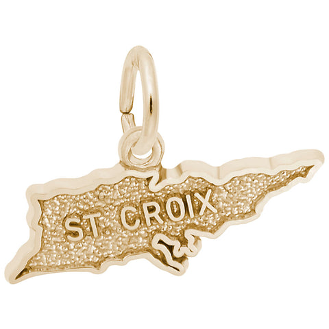 St. Croix Map W/Border Charm in Yellow Gold Plated