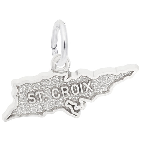 St. Croix Map W/Border Charm In Sterling Silver