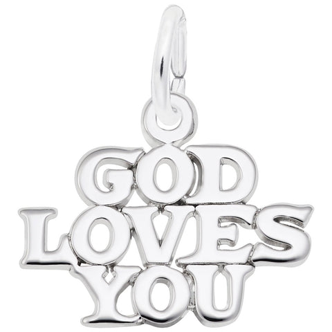 Godlovesyou Charm In 14K White Gold