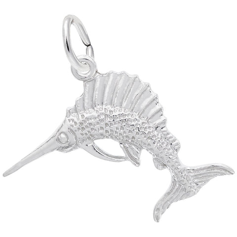 Sailfish Charm In 14K White Gold