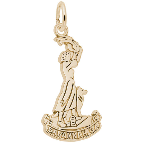 Savannah Waving Girl Charm In Yellow Gold