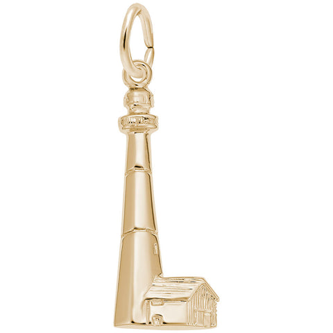 Tybee Lighthouse, Ga Charm in Yellow Gold Plated