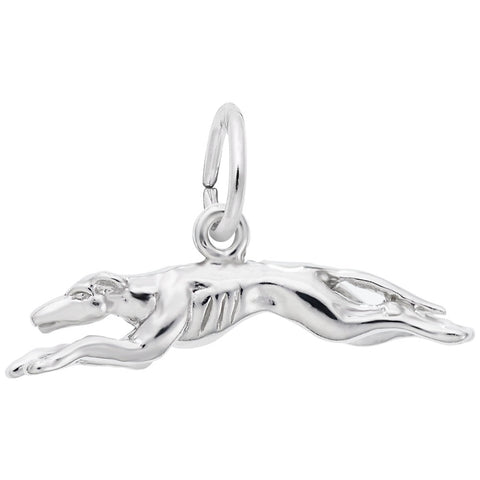 Greyhound Charm In 14K White Gold