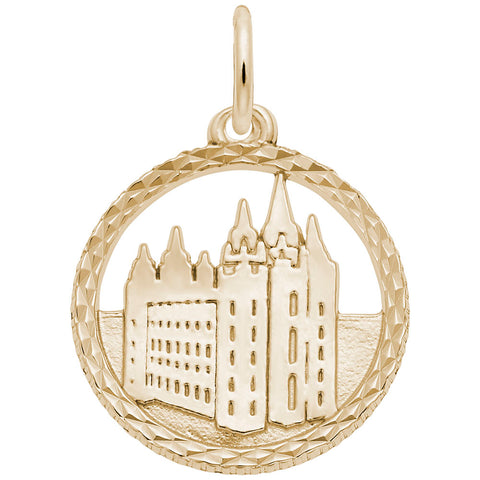 Mormon Temple Charm In Yellow Gold