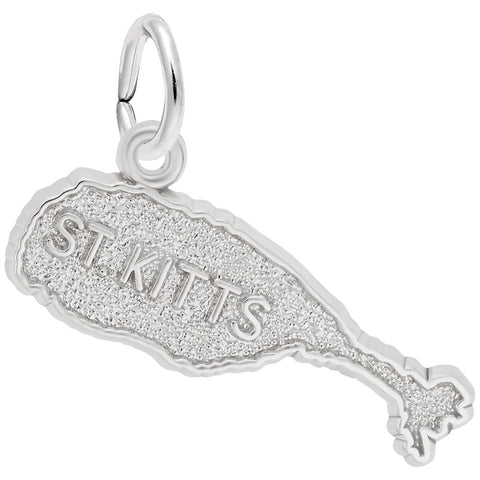 St. Kitts Map Charm In 14K White Gold