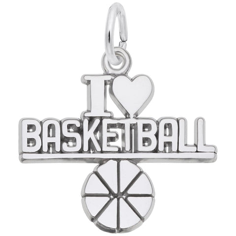 Basketball Charm In 14K White Gold