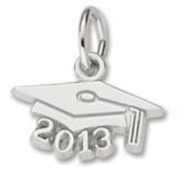 Grad Cap 2013 charm in 14K White Gold