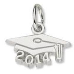 Grad Cap 2014 charm in Sterling Silver