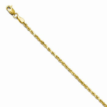14K Yellow Gold Diamond-Cut Lightweight Rope Chain