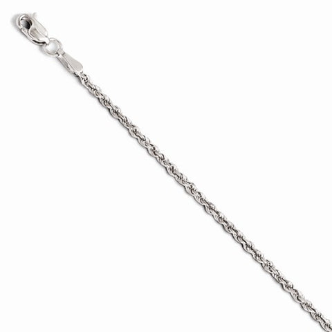 14K White Gold Diamond-Cut Rope Chain Bracelet