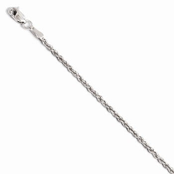 14K White Gold Diamond-Cut Rope Chain