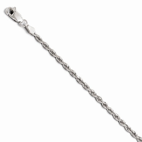 14K White Gold Diamond-Cut Rope Chain Bracelet