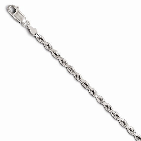 14K White Gold Diamond- Cut Rope Chain Bracelet