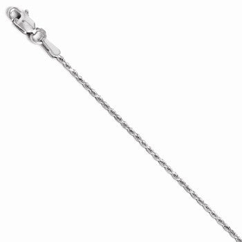 14K White Gold Diamond-Cut Rope Chain