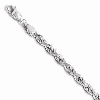 14K White Gold Diamond-Cut Rope Chain