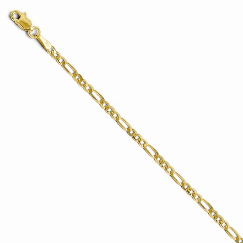 14K Yellow Gold Flat Figaro Anklet Bracelet