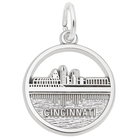 Cincinnati Skyline Charm In 14K White Gold