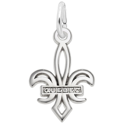 Fleur De Lye Quebec Charm In 14K White Gold