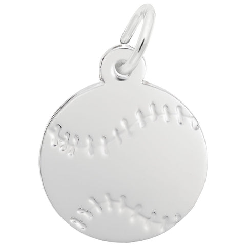 Baseball Charm In 14K White Gold