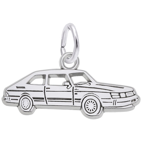 Car Charm In 14K White Gold