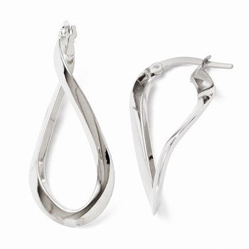 14k White Gold Polished Hoop Earrings