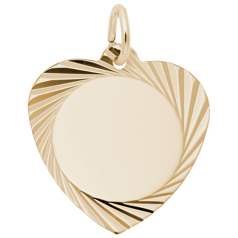 Heart Disc Charm in Yellow Gold Plated