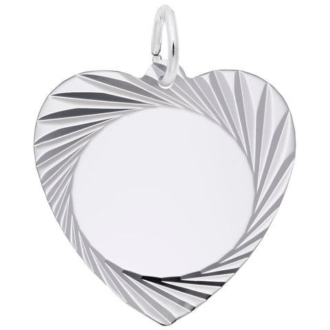 Heart Disc Charm In 14K White Gold