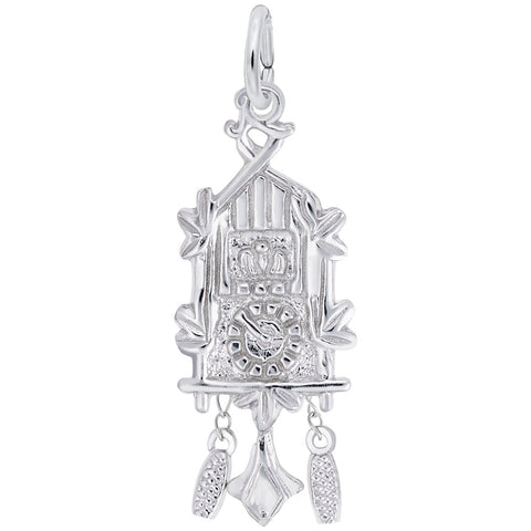 Cukoo Clock Charm In 14K White Gold