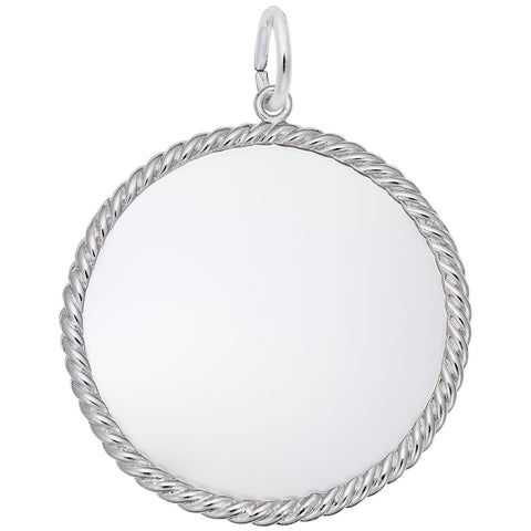 Rope Disc Charm In 14K White Gold