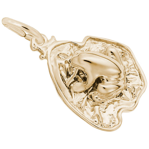 Frog On Lily Pad Charm in Yellow Gold Plated