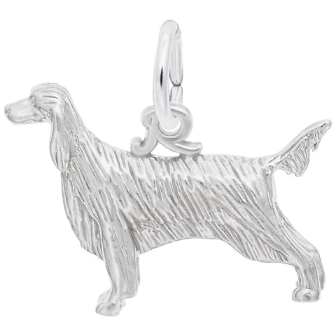 Irish Setter Charm In 14K White Gold