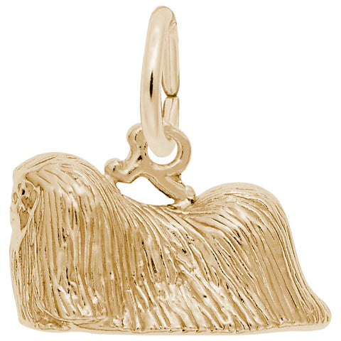 Pekingese Charm In Yellow Gold