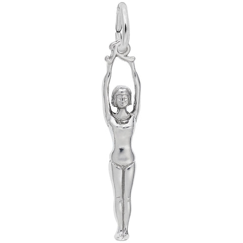 Gymnast Charm In 14K White Gold