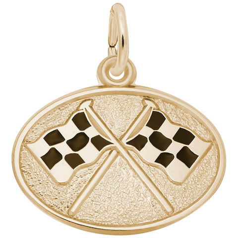 Flags Crossed Charm In Yellow Gold