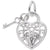 Heart W/ Key 2D Charm In 14K White Gold