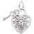 Heart W/ Key 3D Charm In 14K White Gold