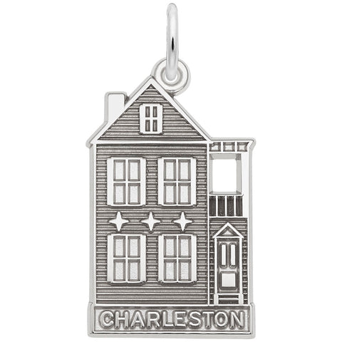 Charleston Row House Charm In 14K White Gold