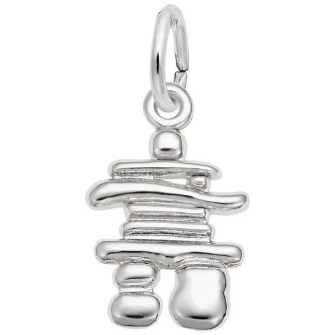 Inukshuk 3D Charm In 14K White Gold