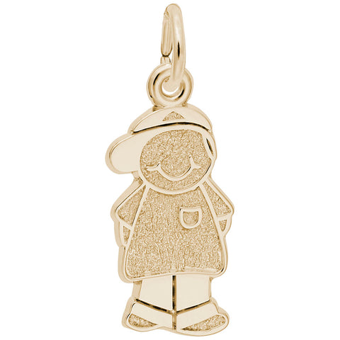 Boy W/Baseball Cap Charm In Yellow Gold