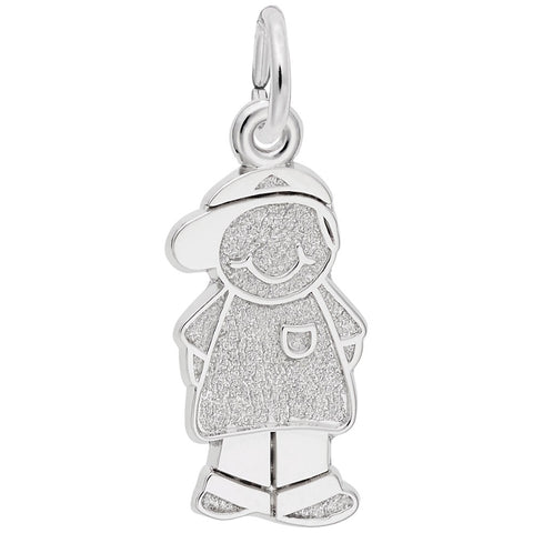 Boy W/Baseball Cap Charm In 14K White Gold