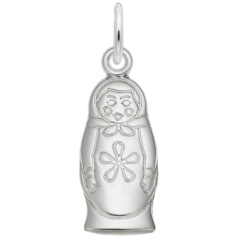 Matryoshka Doll Flat Back Charm In Sterling Silver