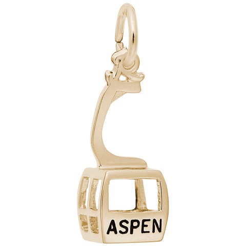 Aspen Gondola W/Black Charm in Yellow Gold Plated