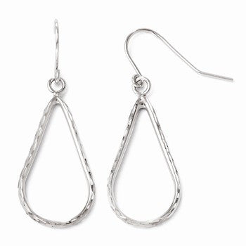 14k White Gold Dangle Shepherd Hook Earrings