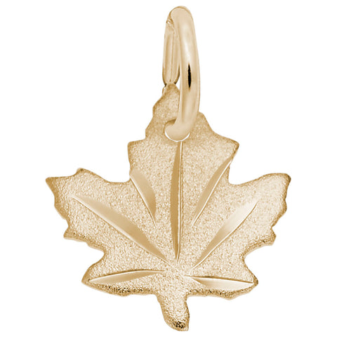 Maple Leaf - Satin Charm in Yellow Gold Plated