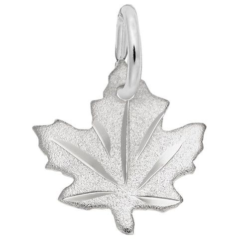 Maple Leaf - Satin Charm In 14K White Gold