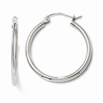 14k White Gold Polished Hoop Earrings