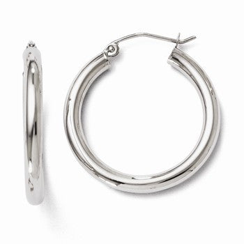 14k White Gold Polished Hoop Earrings