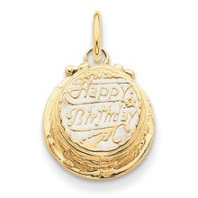 14k Gold with Enamel Birthday Cake with Candle Inside Charm hide-image